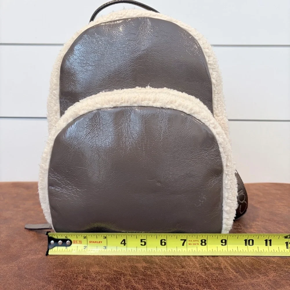 Calvin Klein Teddy Sherpa Mini Backpack Taupe Brown Soft Girl Y2K Chic